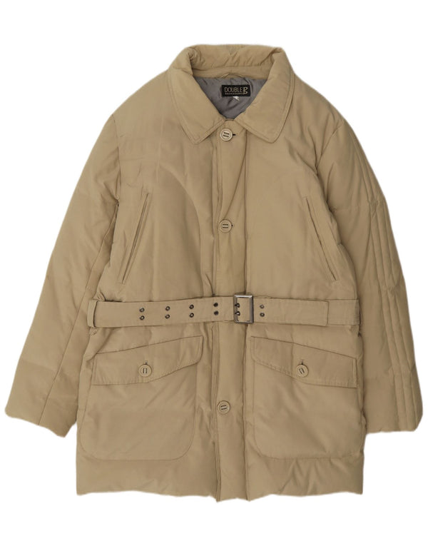Vintage Mens Padded Coat UK 40 Large Beige Polyester