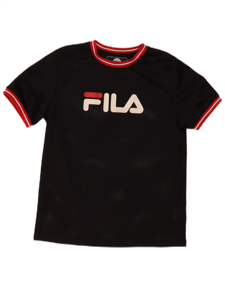 Tricou grafic FILA pentru baieti Top 13-14 ani poliester negru