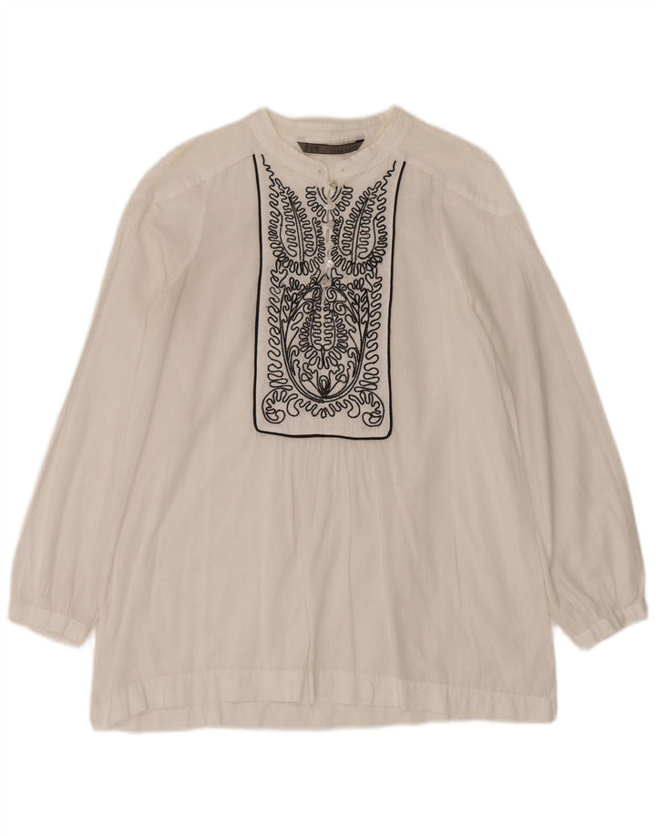 Top cu tunică supradimensionată pentru femei Zara UK 6 XS Alb Floral