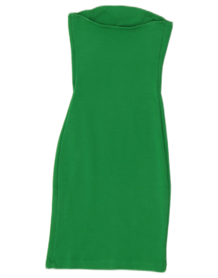 Rochie fără bretele pentru femei Zara UK 8, bumbac verde mic