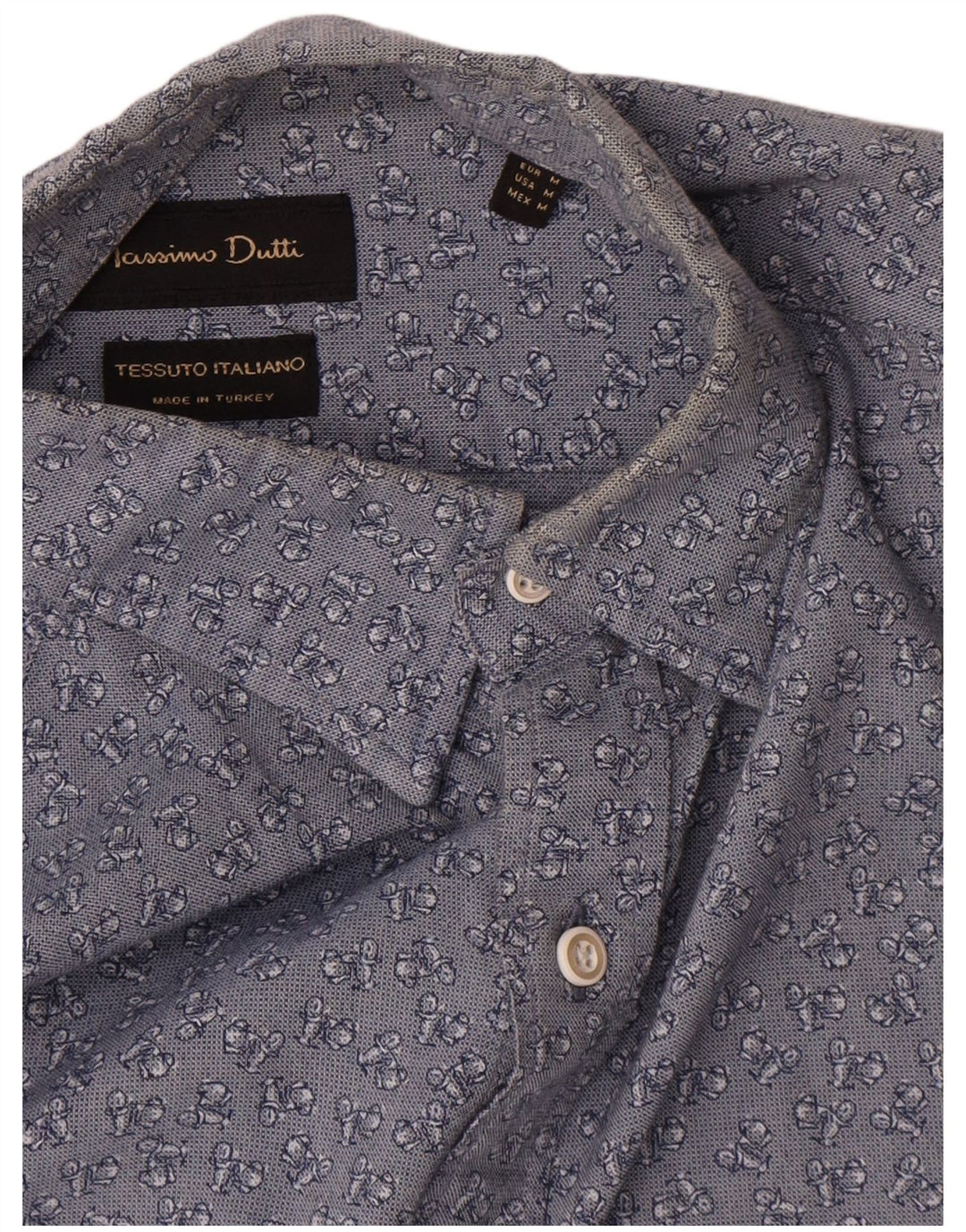 Cămașă Massimo Dutti pentru bărbați cu model abstract, bumbac, flori, albastru mediu