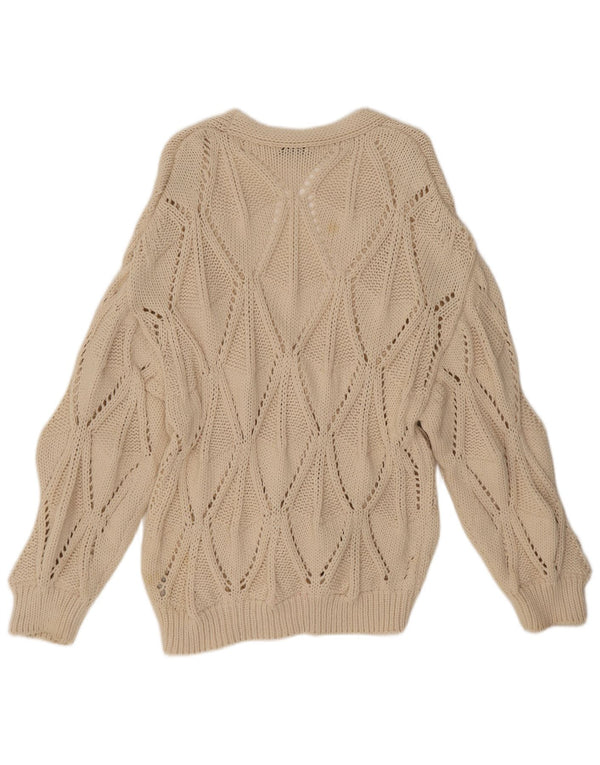 Pulover cardigan pentru femei Zara UK 14 Medium Bej Bumbac