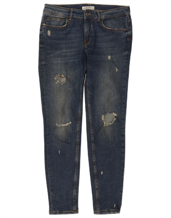 Blugi skinny distressed pentru femei Zara EU 40 Medium W30 L27 Albastru
