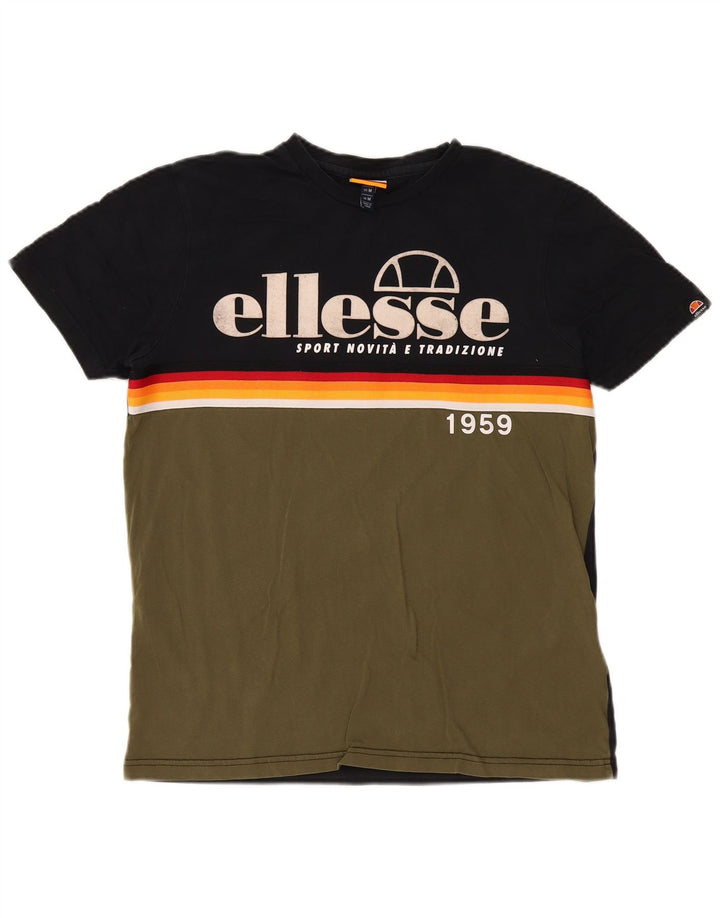 Tricou grafic pentru bărbați Ellesse Top Mediu Kaki Bumbac color-bloch