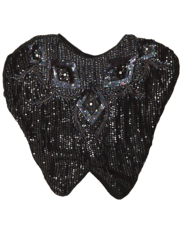 Bluză vintage cu paiete liliac pentru femei UK 16 Large Black Argyle/Diamond