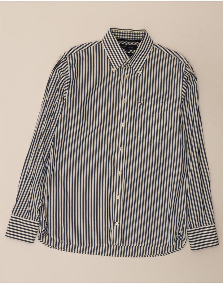 Cămașă pentru bărbați Tommy Hilfiger, bumbac cu dungi, albastru bleumarin mediu