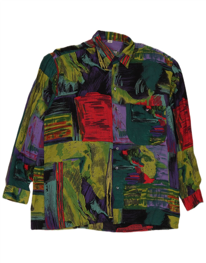 Cămașă Vintage pentru bărbați cu model abstract Mărimea 41/42 mare, multicoloră