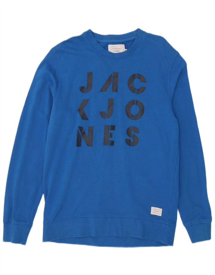 Jack & Jones Pulover grafic pentru bărbați din bumbac mare, albastru