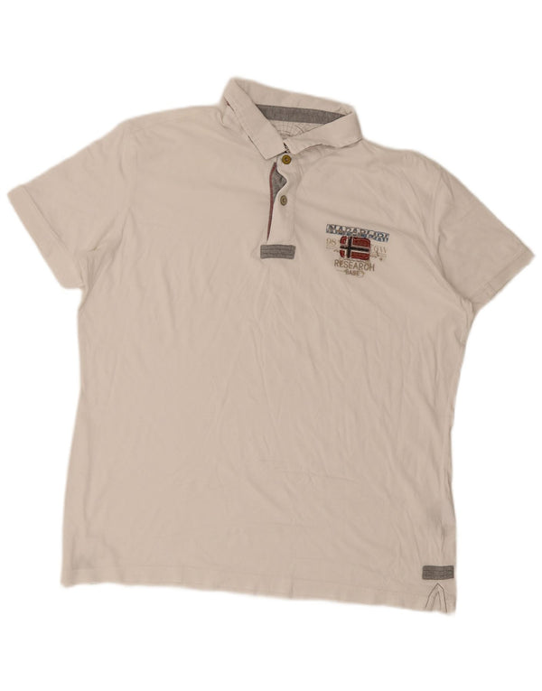Tricou polo cu grafic Napapijri pentru bărbați, bumbac alb 2XL