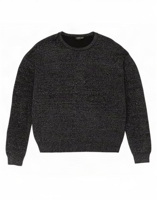 Topshop Pulover supradimensionat pentru femei cu gâtul turnat, UK 10, mic, negru, pete
