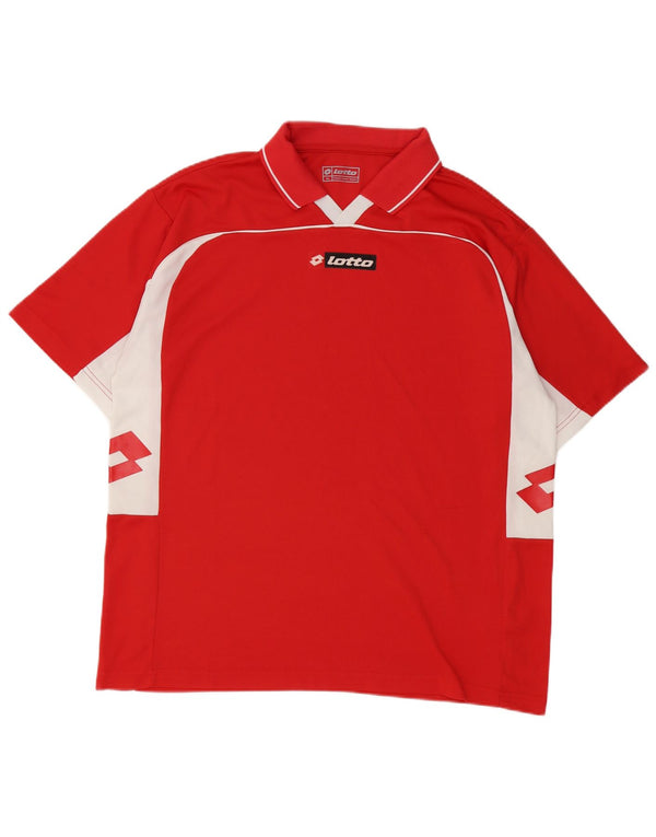 Tricou polo grafic pentru bărbați Lotto XL poliester color bloc roșu