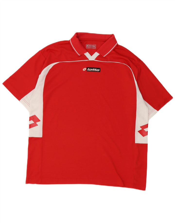 Tricou polo grafic pentru bărbați Lotto XL poliester color bloc roșu