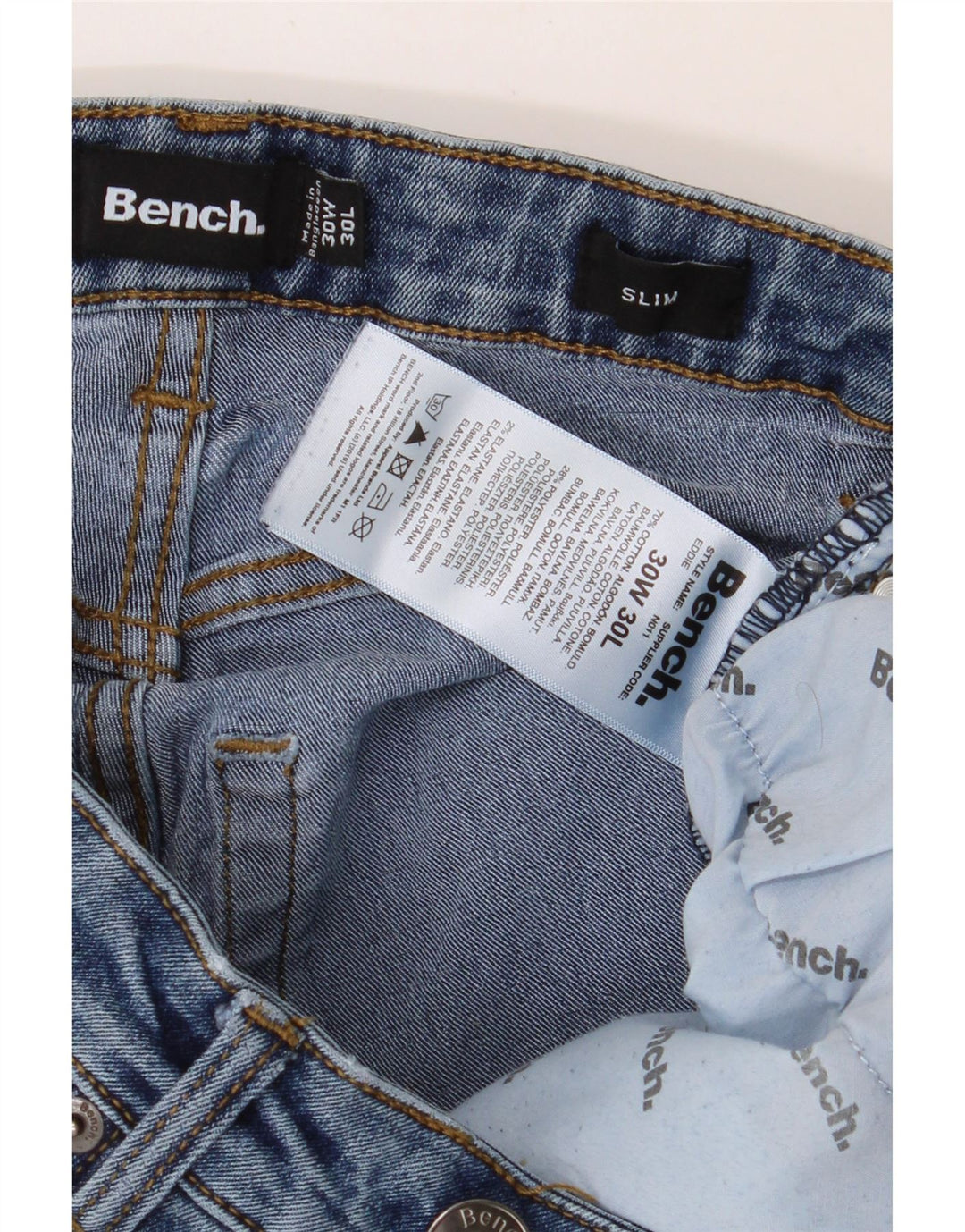 BENCH Womens Slim Jeans W30 L27 Blue Cotton Vintage Bench and Second-Hand Bench from Messina Hembry 