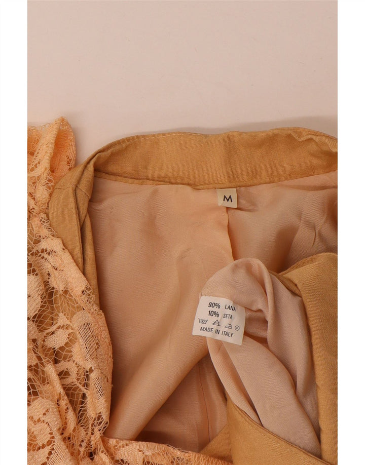 Jachetă Bolero Vintage pentru femei UK 14 Medium Beige Lână florală