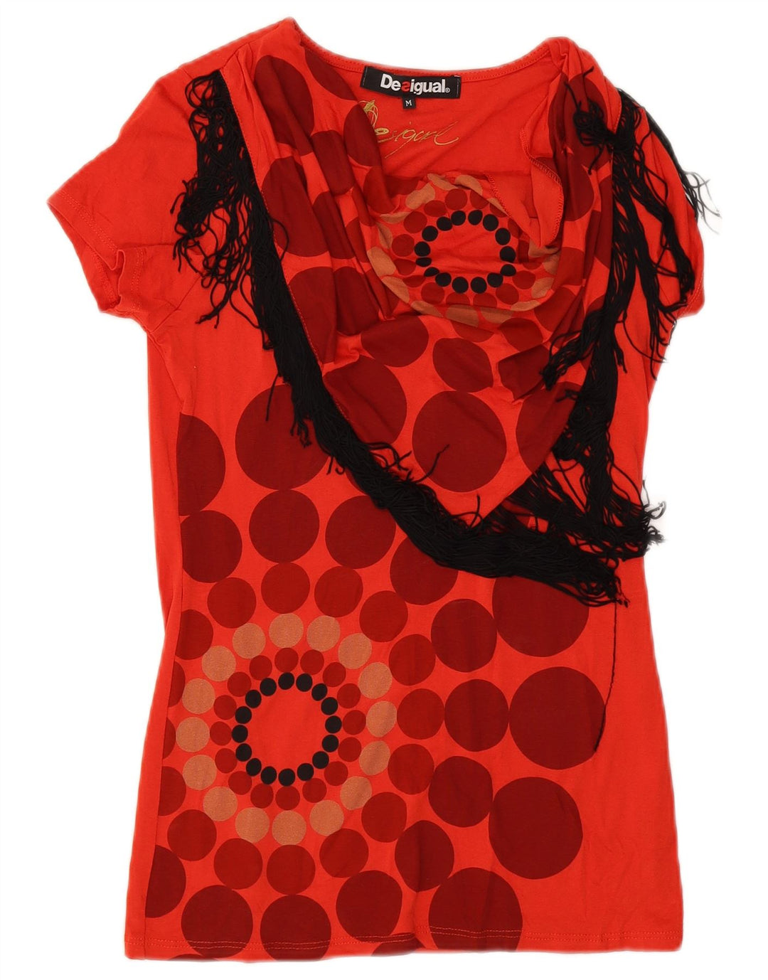 Tricou grafic Desigual pentru femei Top UK 12 Medium Orange Geometric
