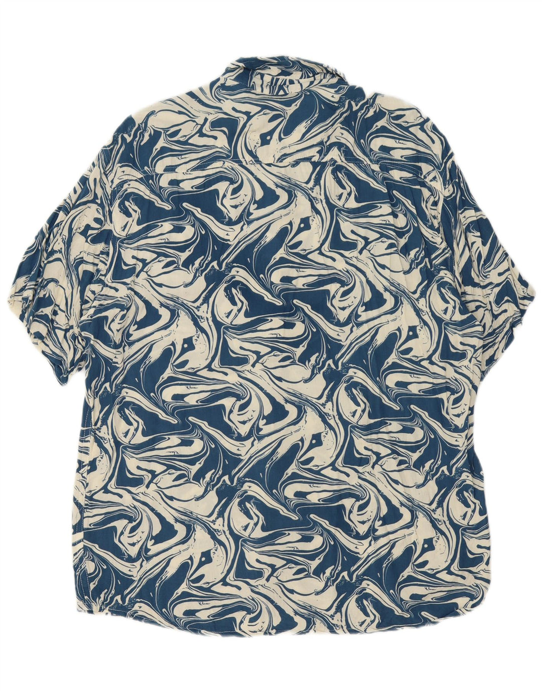 Cămașă cu mânecă scurtă pentru bărbați, fără inimă, cu model abstract, bumbac bleumarin 2XL