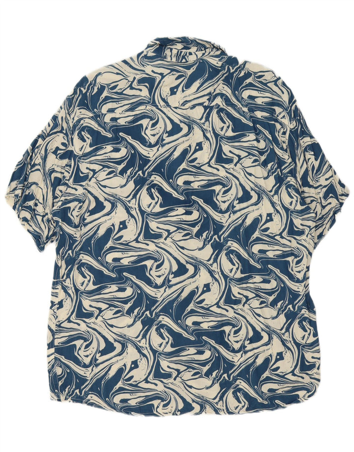 Cămașă cu mânecă scurtă pentru bărbați, fără inimă, cu model abstract, bumbac bleumarin 2XL