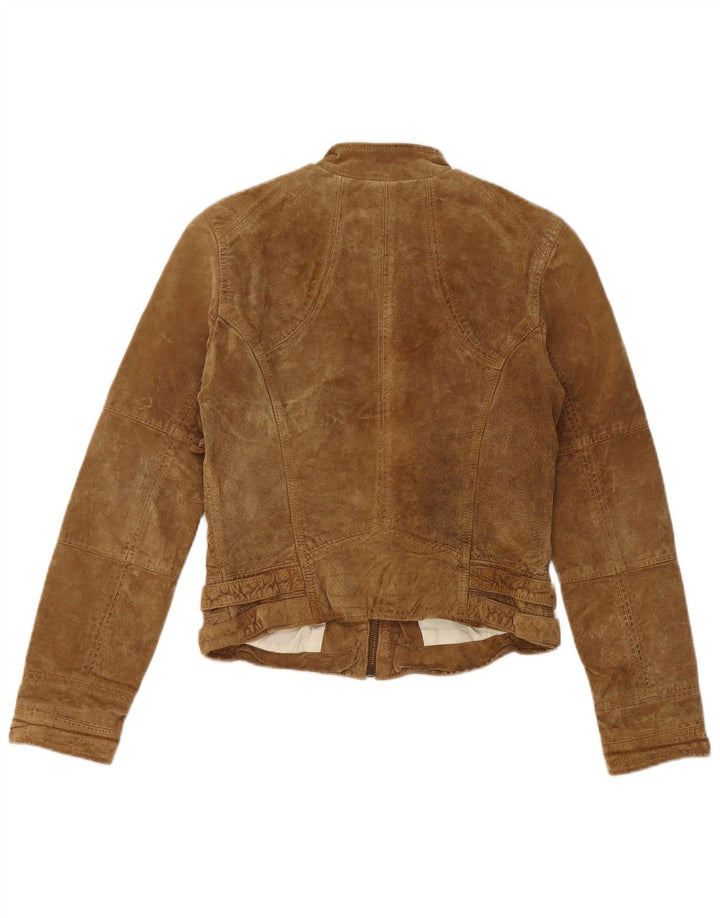 Jacheta de piele intoarsa pentru femei Zara UK 12 Medium Beige