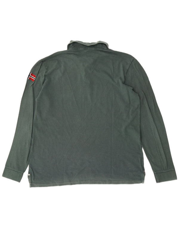 Tricou polo cu mânecă lungă Napapijri Geographic pentru bărbați, bumbac verde 2XL