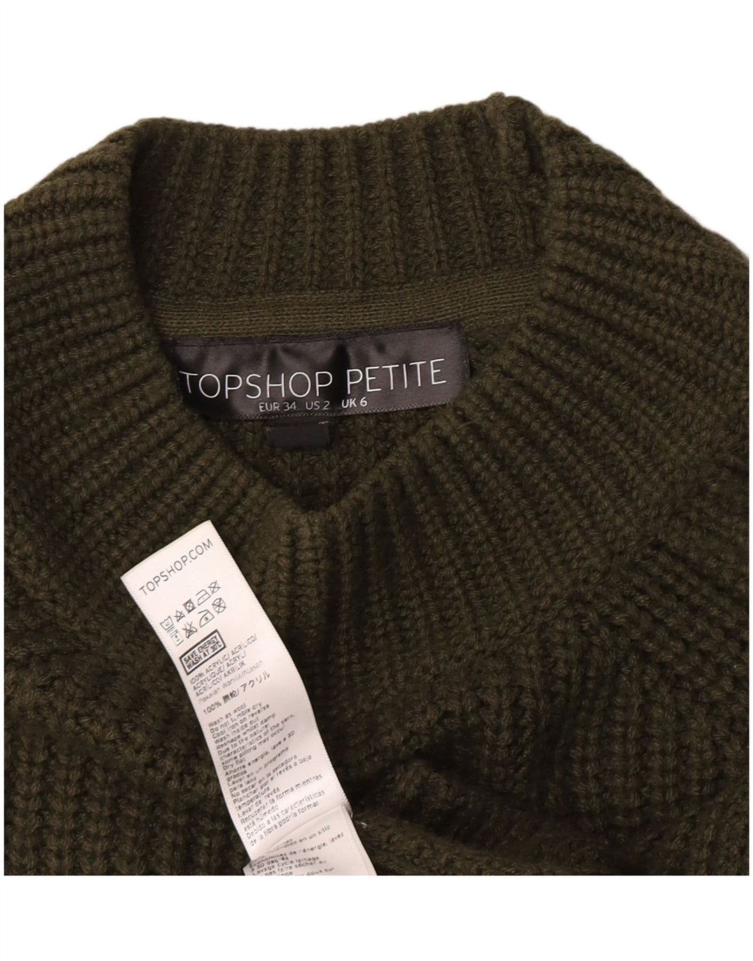 Topshop Pulover oversized cu gât țestoasă pentru femei UK 6 XS Kaki