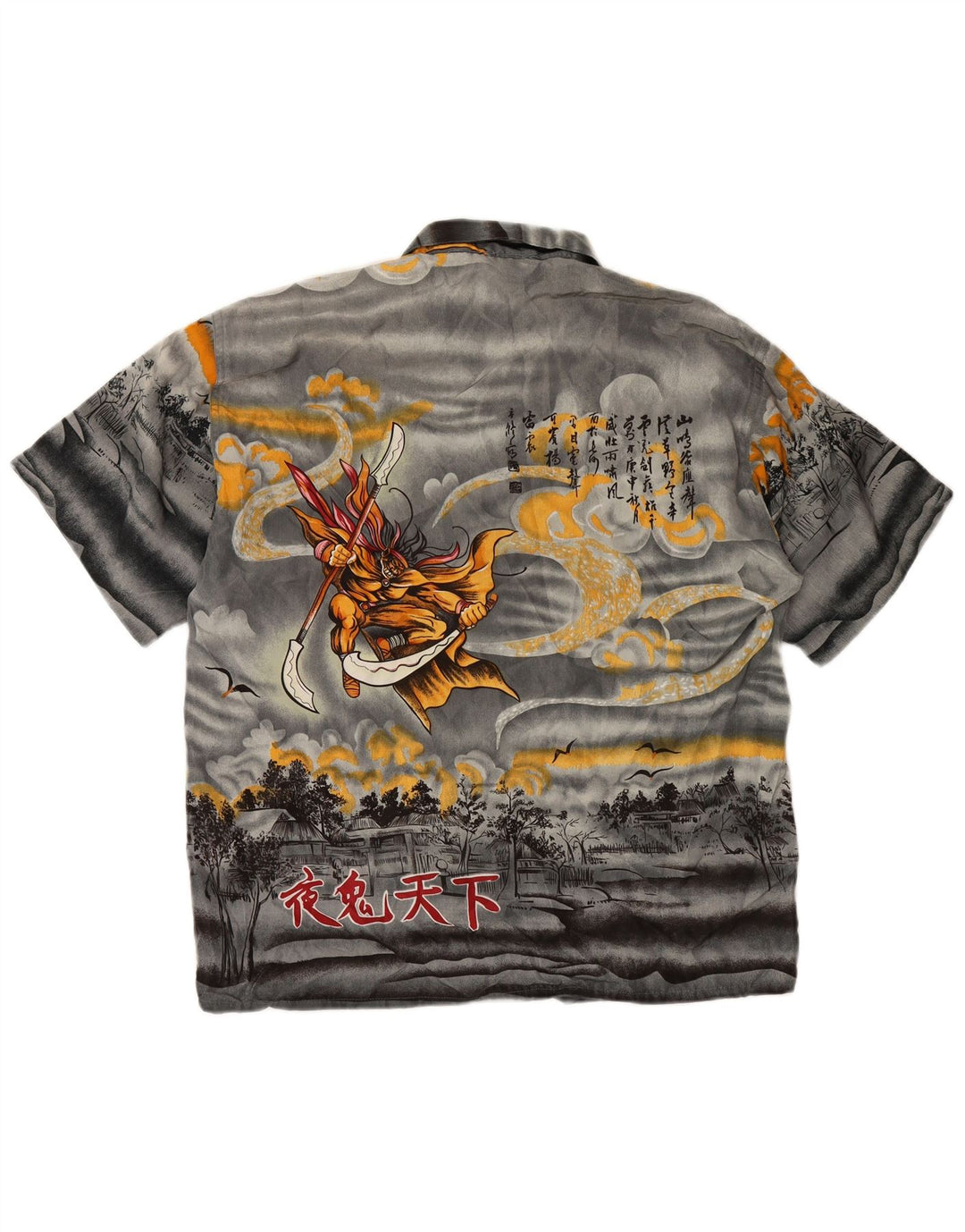 Cămașă cu mânecă scurtă pentru bărbați VINTAGE, gri mediu, mătase