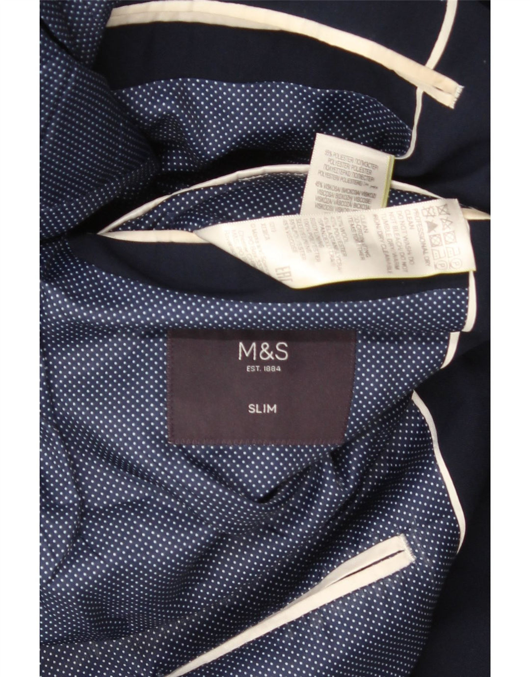 Jachetă pentru bărbați Marks & Spencer, subțire, cu 2 nasturi, UK 38, bleumarin mediu