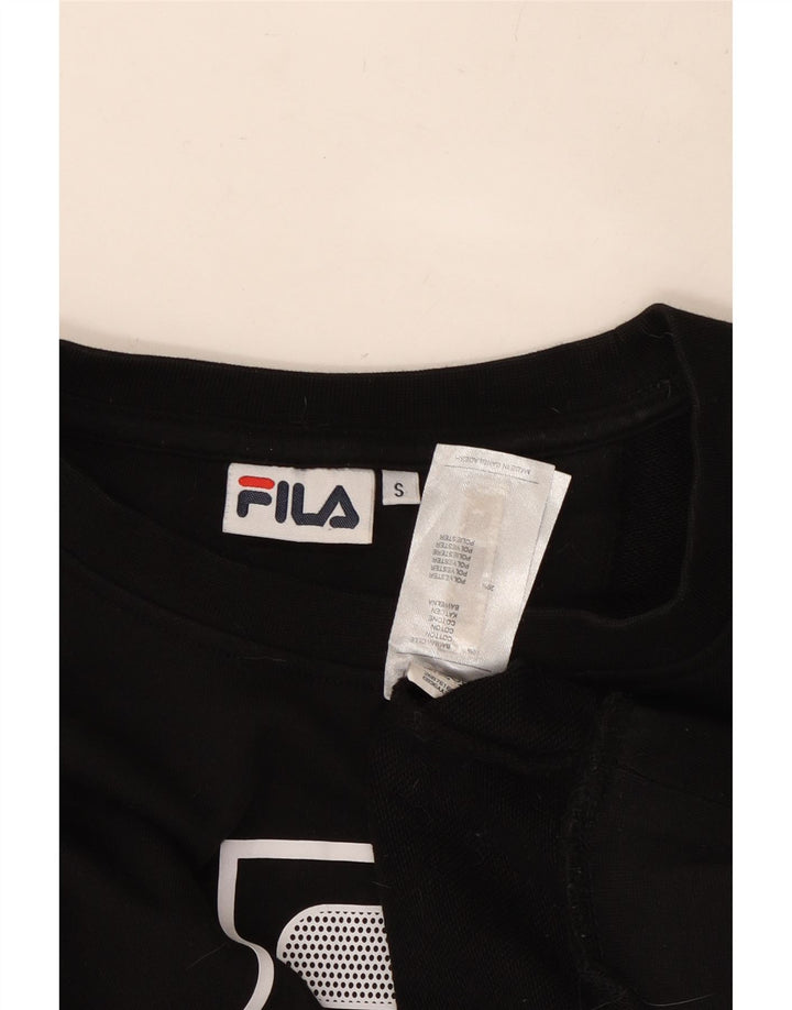 Pulover de hanorac oversized Crop Graphic pentru femei FILA UK 10 Mic Negru