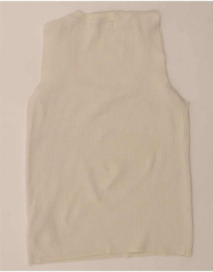 Marks & Spencer Womens Crop Vest Tank Top UK 12 Medium White Viscose