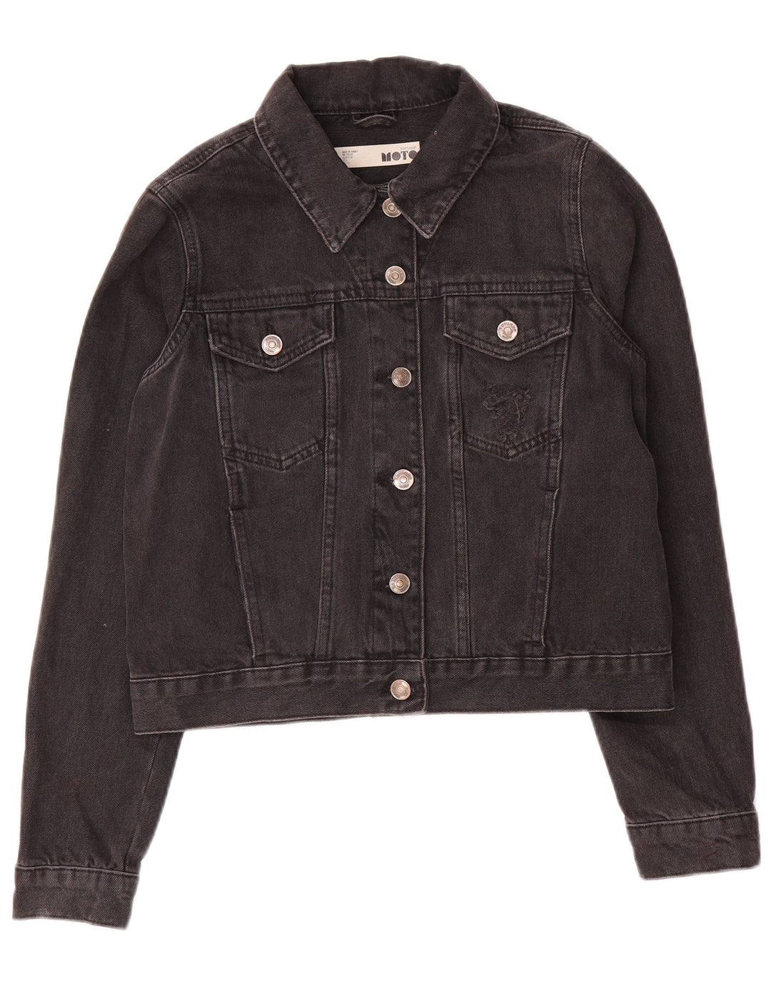 Topshop Jachetă de denim crop pentru femei UK 10 Small Gri