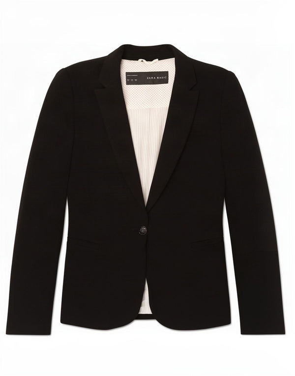 Sacou blazer pentru femei Zara, cu 1 nasture, UK 10 Mic Negru