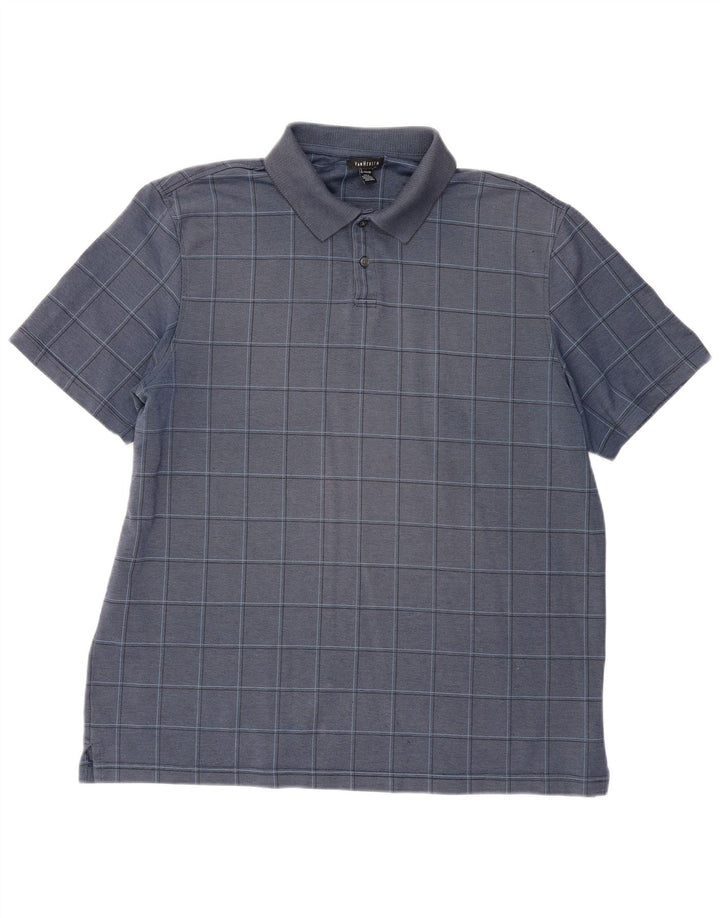 VAN HEUSEN Tricou polo pentru bărbați XL, bumbac cu carouri bleumarin