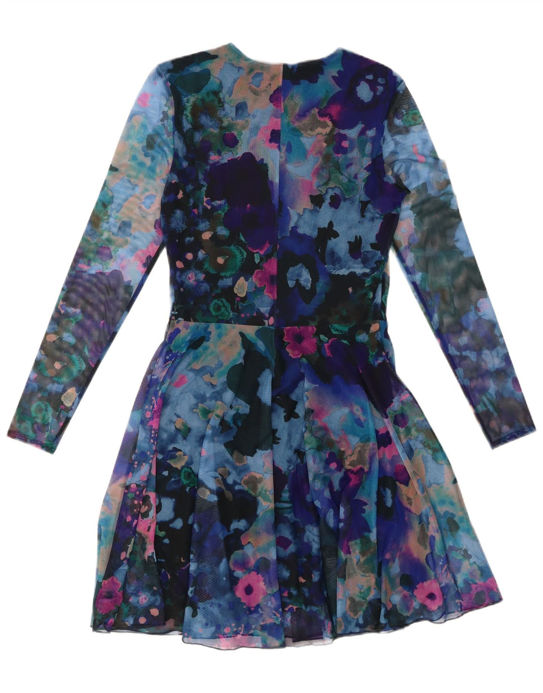 DESIGUAL Rochie A-Line cu mânecă lungă cu model abstract pentru femei UK 10 Small Blue
