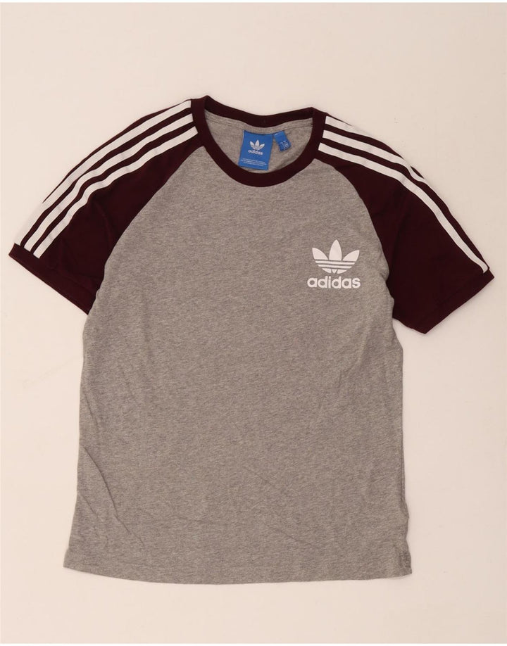Tricou pentru bărbați Adidas Top mediu gri din bumbac color bloc