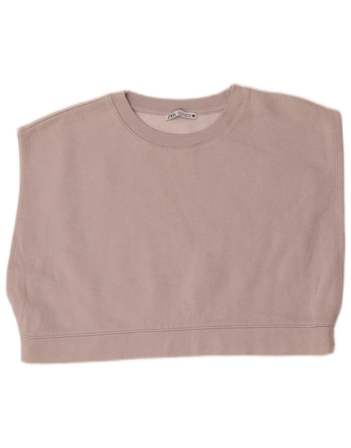 Pulover pentru femei ZARA, crop supradimensionat, fără mâneci, UK 10, gri mic