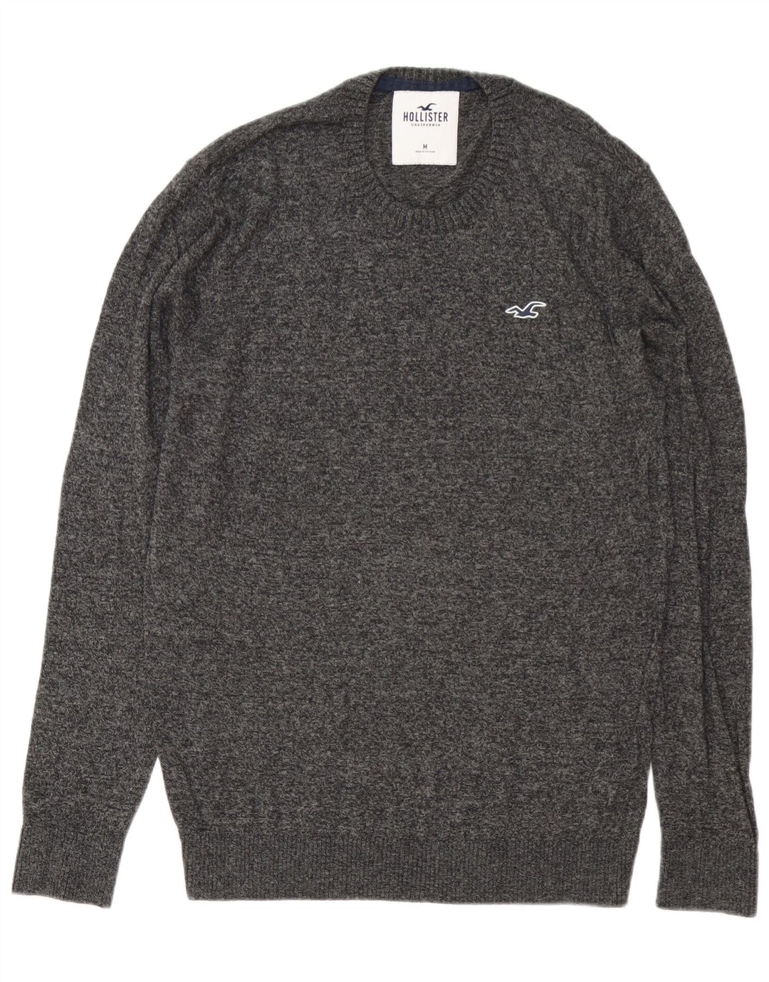Pulover Hollister Crew Neck Jumper pentru bărbați, bumbac cu pete gri mediu