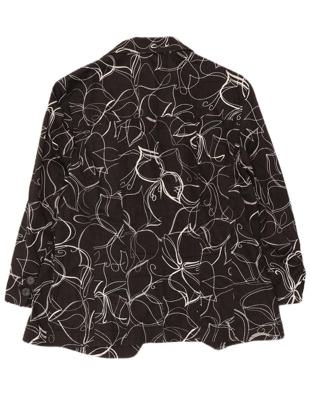 Jachetă blazer cu 3 nasturi Perte by Krizia pentru femei UK 12 Medium Black Floral