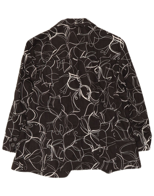 Jachetă blazer cu 3 nasturi Perte by Krizia pentru femei UK 12 Medium Black Floral