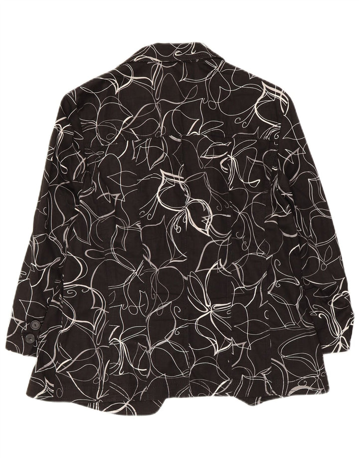 Jachetă blazer cu 3 nasturi Perte by Krizia pentru femei UK 12 Medium Black Floral