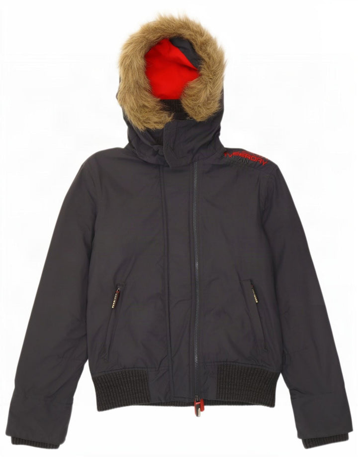 Jachetă bomber supradimensionată cu glugă The Windbomber pentru femei UK 6 XS gri
