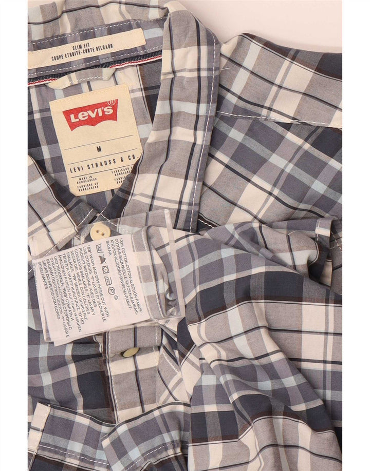 Cămașă Levi's pentru bărbați, cu mânecă scurtă, slim fit, din bumbac cu carouri albastru mediu