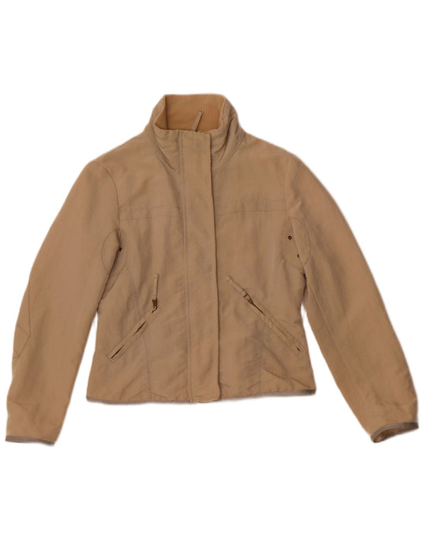 Marella Womens Crop Bomber Jacket UK 8 Small Beige Polyamide