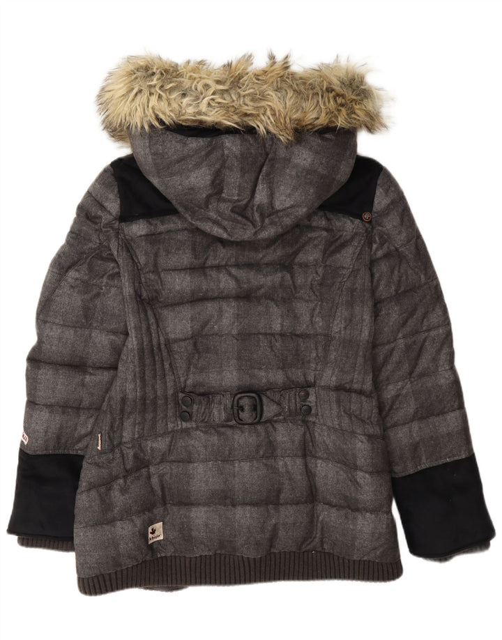 Jachetă căptușită cu glugă KHUJO pentru femei UK 18 XL Gri poliester color bloc
