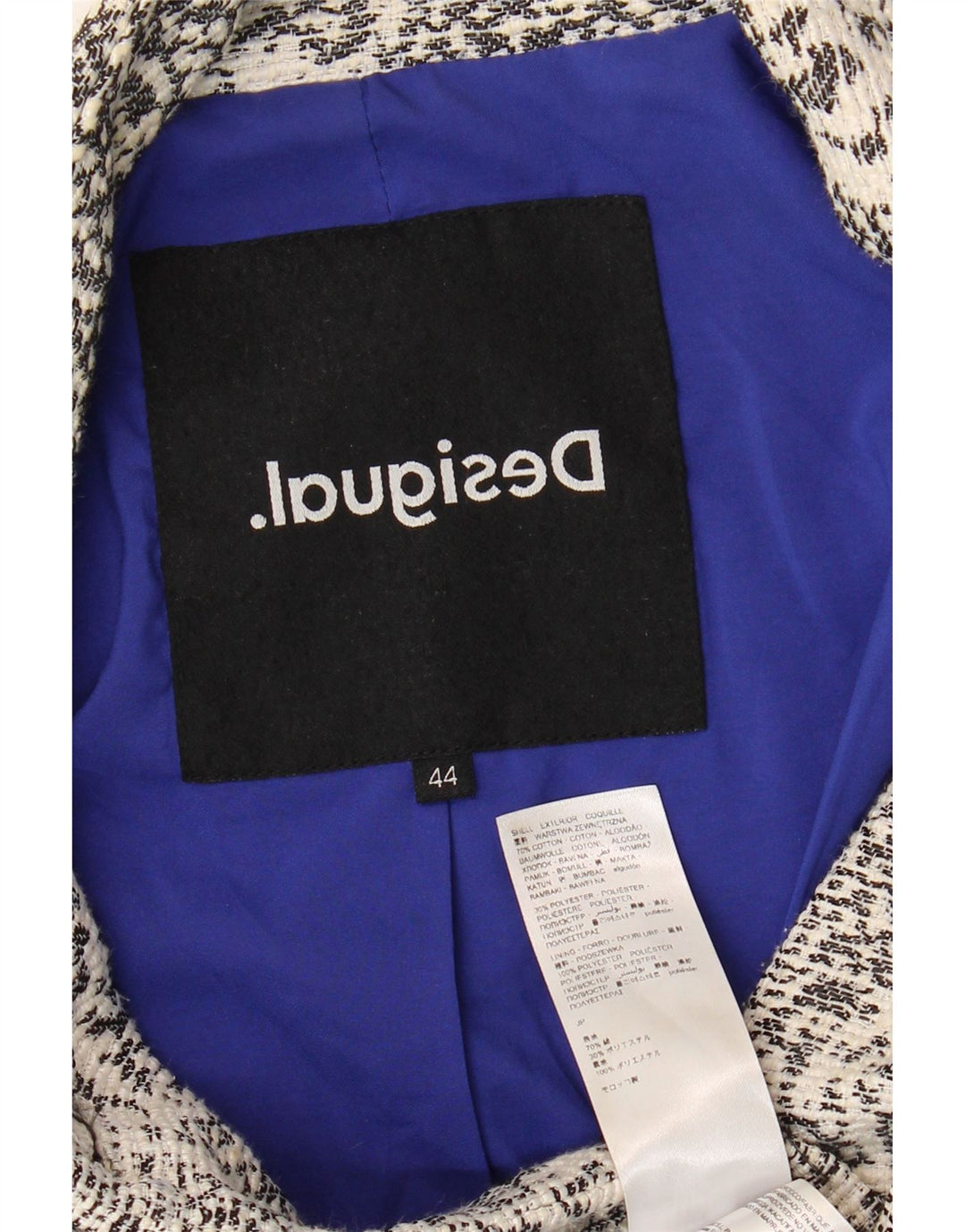 Palton pentru femei Desigual cu model abstract EU 44 XL bumbac alb