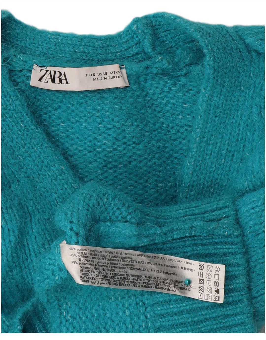 Pulover cardigan pentru femei ZARA UK 10 Small Blue Acrylic