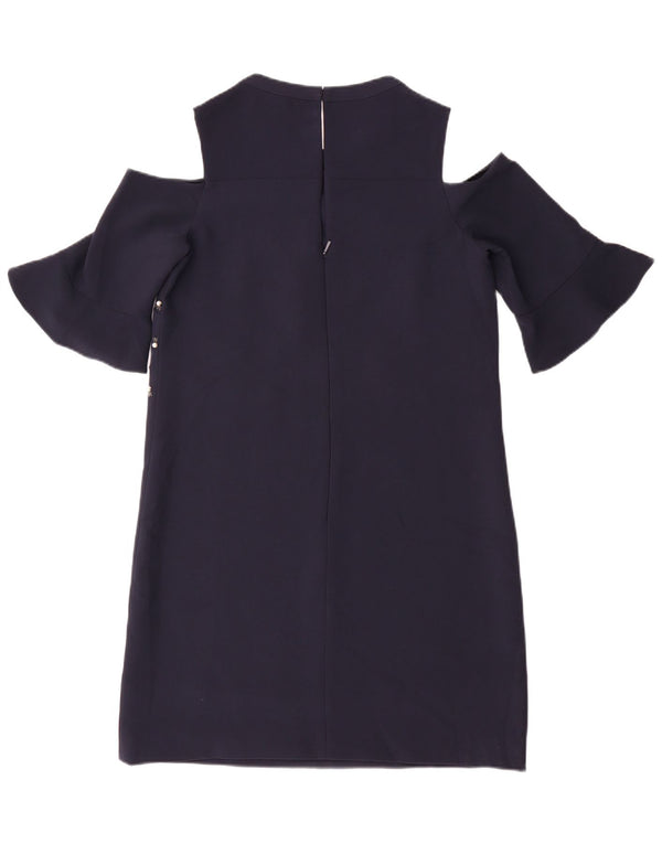 Whistles Rochie pentru femei cu umăr dezactivat UK 10 Poliester bleumarin mic