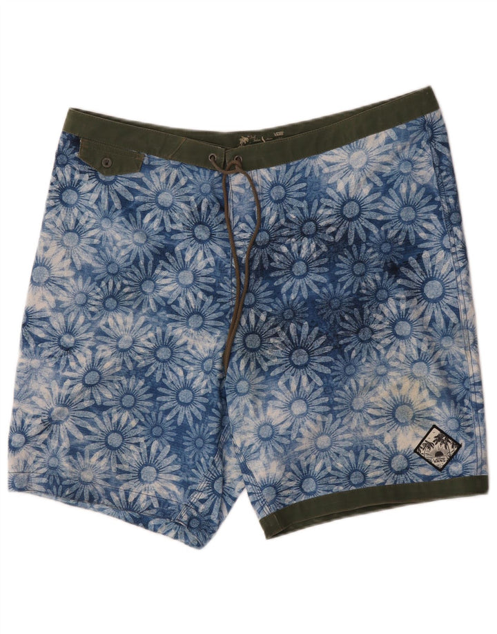 Pantaloni scurți de înot Vans pentru bărbați, mari, albastru, cu flori din poliester