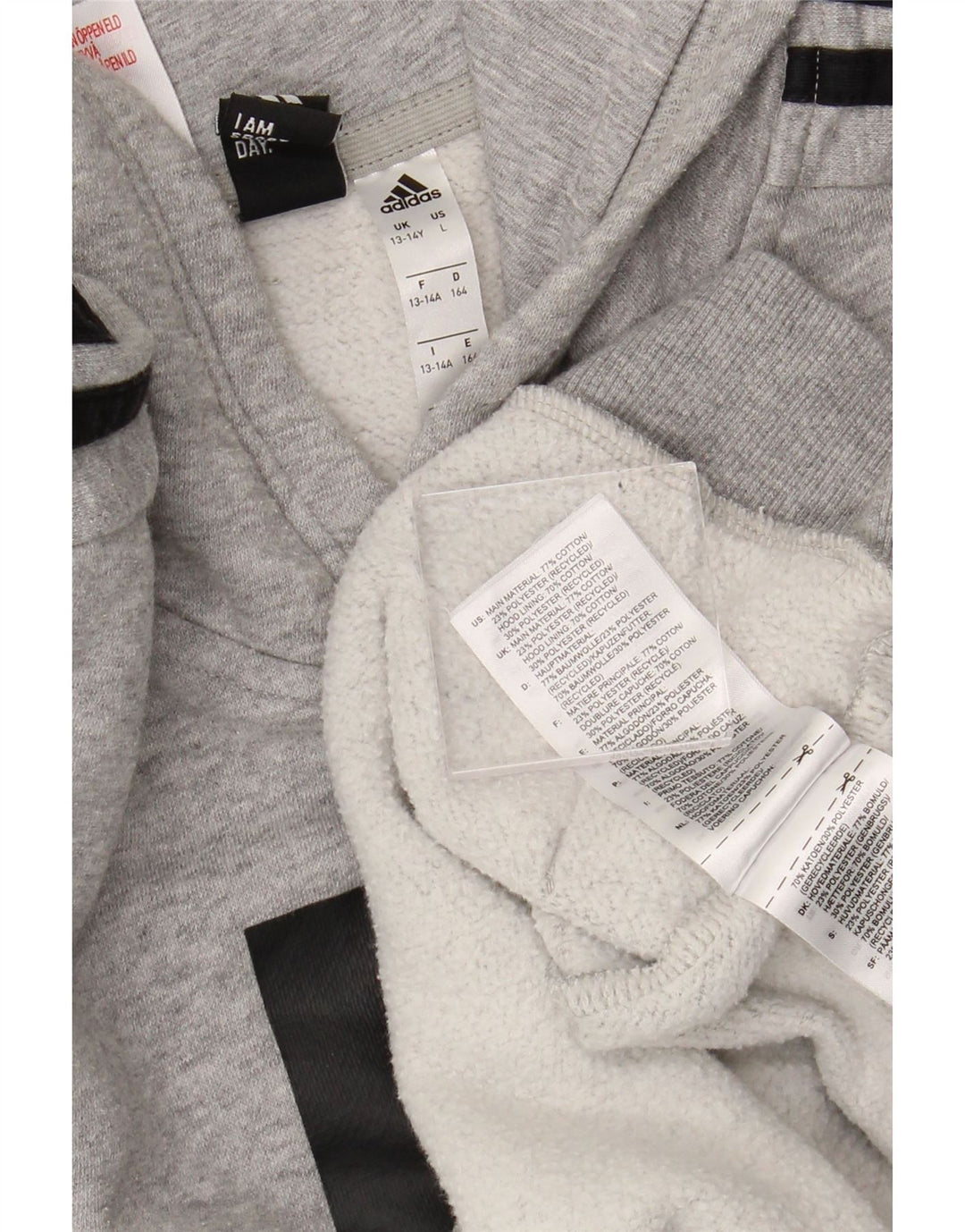 Pulover ADIDAS pentru băieți, cu glugă, 13-14 ani, gri bumbac