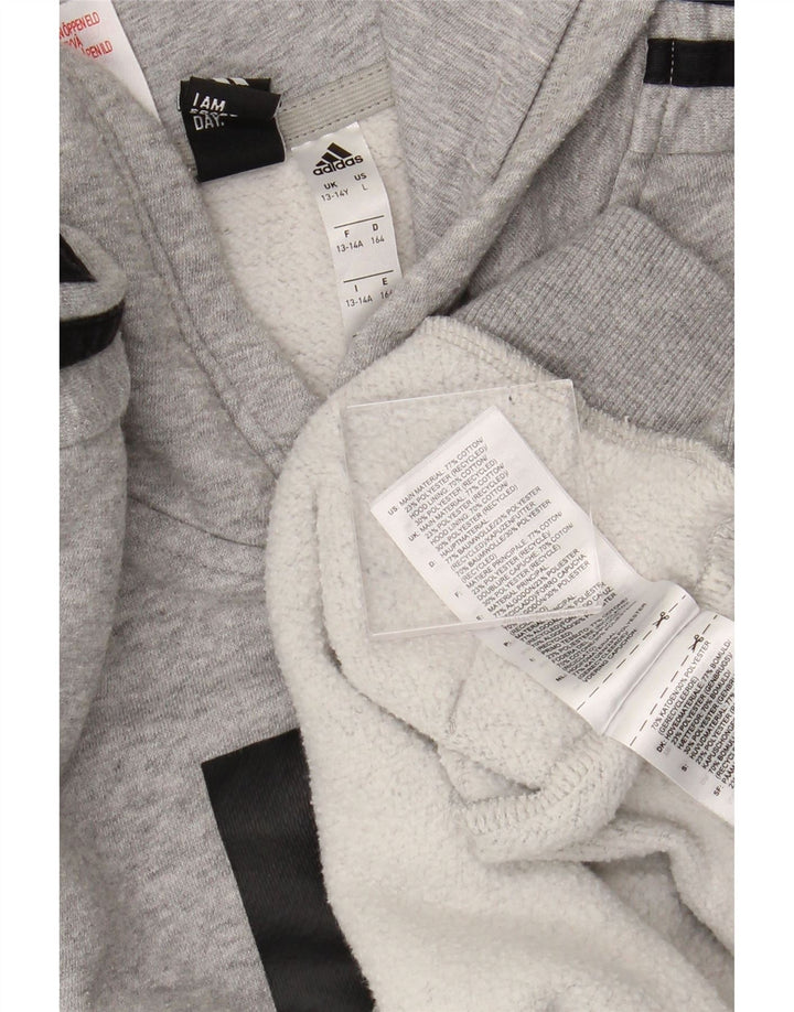 Pulover ADIDAS pentru băieți, cu glugă, 13-14 ani, gri bumbac