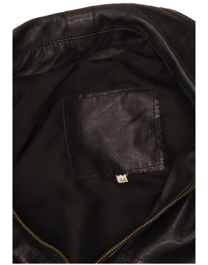 Geaca de piele vintage pentru femei IT 44 Medium Black Leather