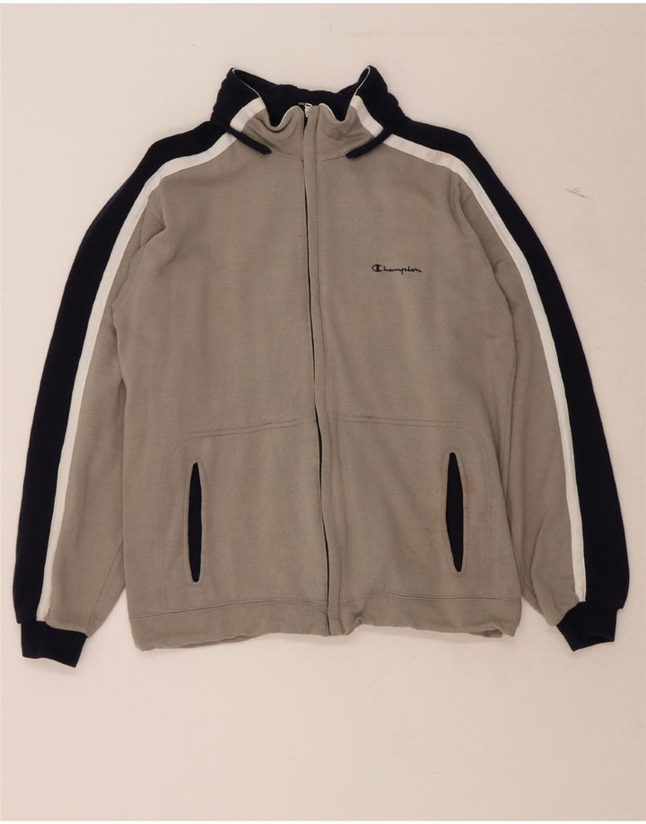 CHAMPION Mens Tracksuit Top Jacket Medium Grey Colourblock Cotton Vintage Champion and Second-Hand Champion from Messina Hembry 